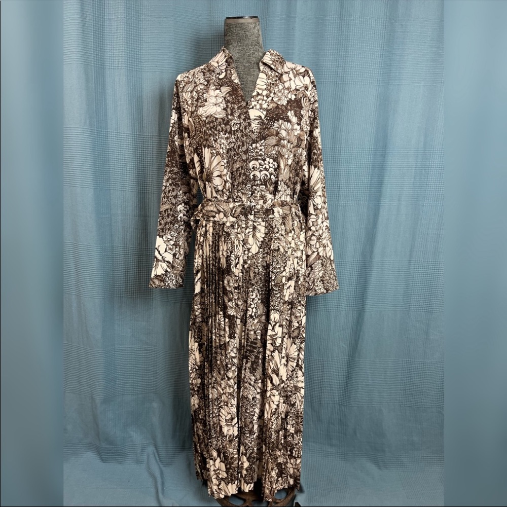 Selected Femme Brown Floral Maxi Dress Recycled Fabrics